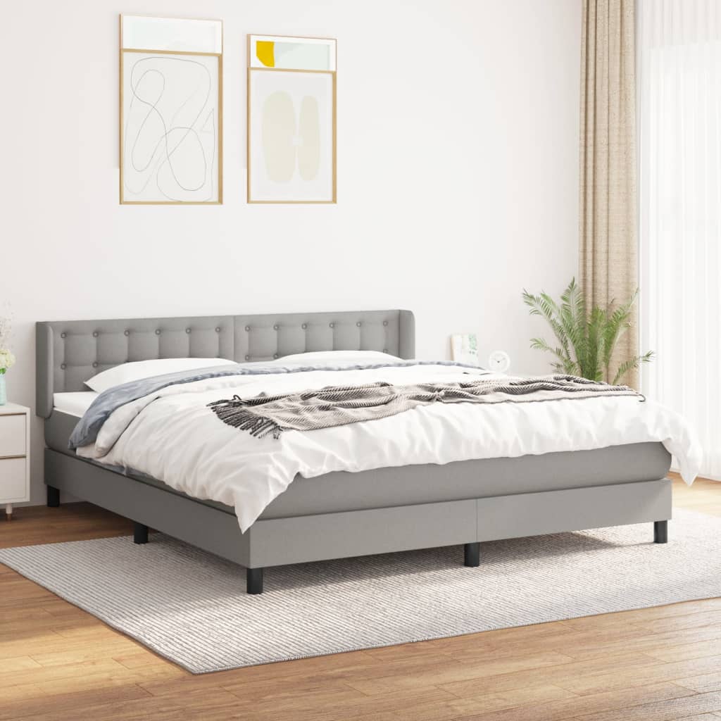 Sommier à lattes de lit avec matelas Gris clair 160x200cm Tissu - XIOS