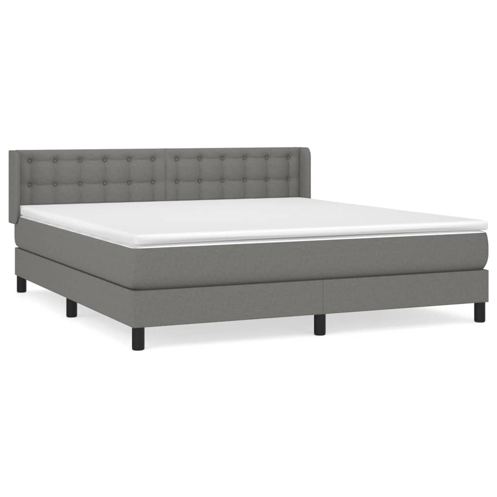 Sommier à lattes de lit avec matelas Gris foncé 160x200cm Tissu - XIOS