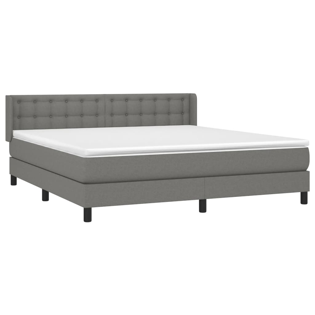 Sommier à lattes de lit avec matelas Gris foncé 160x200cm Tissu - XIOS