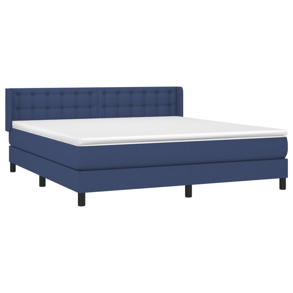 Sommier à lattes de lit avec matelas Bleu 160x200 cm Tissu - XIOS