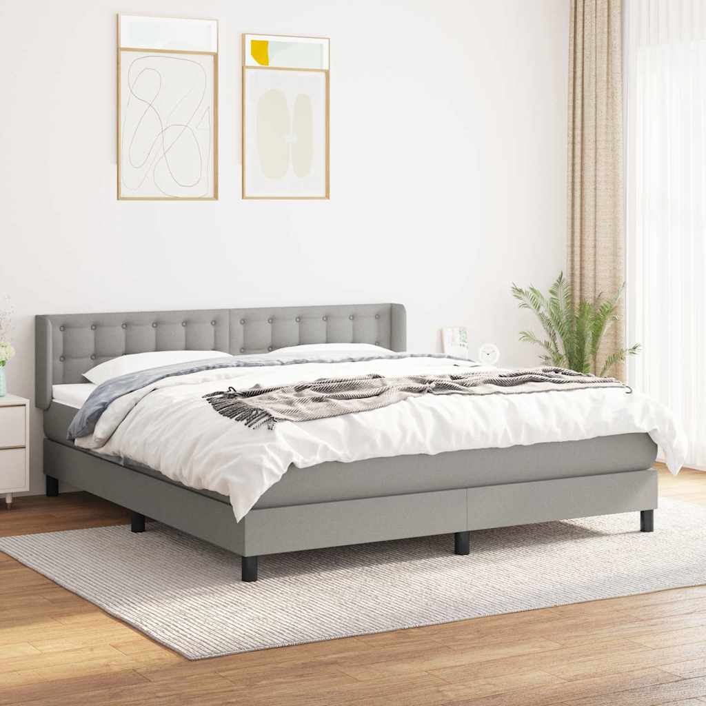 Sommier à lattes de lit avec matelas Gris clair 180x200cm Tissu