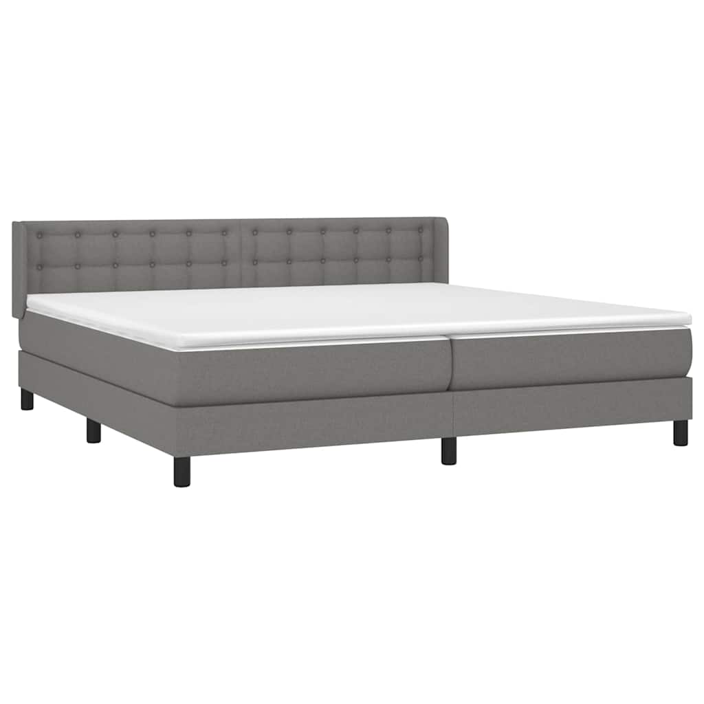 Sommier à lattes de lit avec matelas Gris foncé 200x200cm Tissu