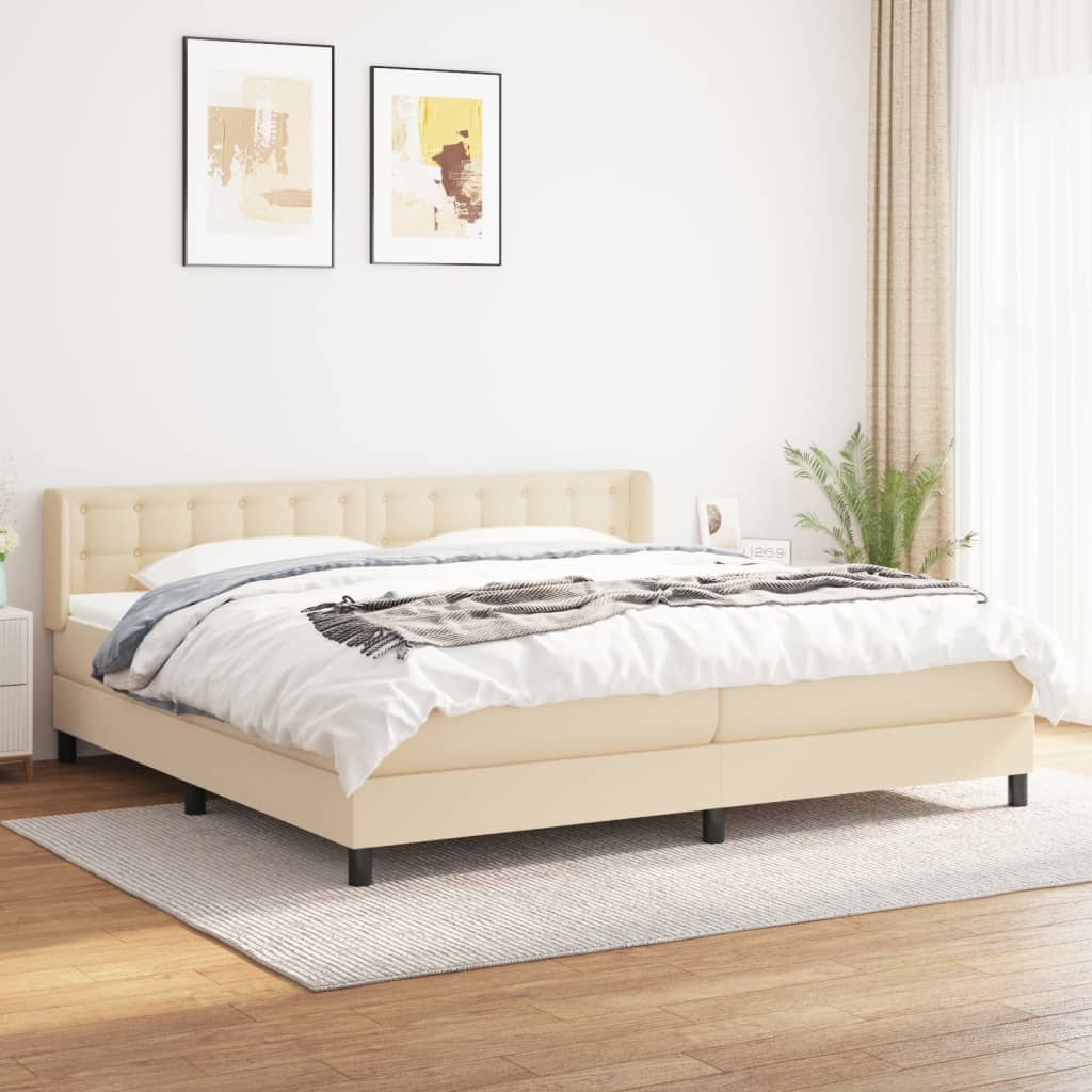 Sommier à lattes de lit avec matelas Crème 200x200 cm Tissu - XIOS