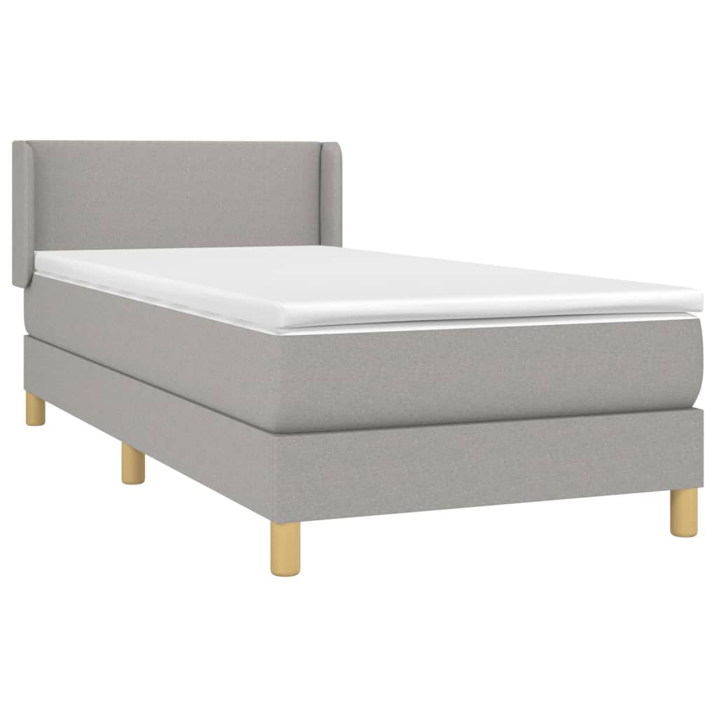 Sommier à lattes de lit et matelas Gris clair 90x190 cm Tissu - XIOS