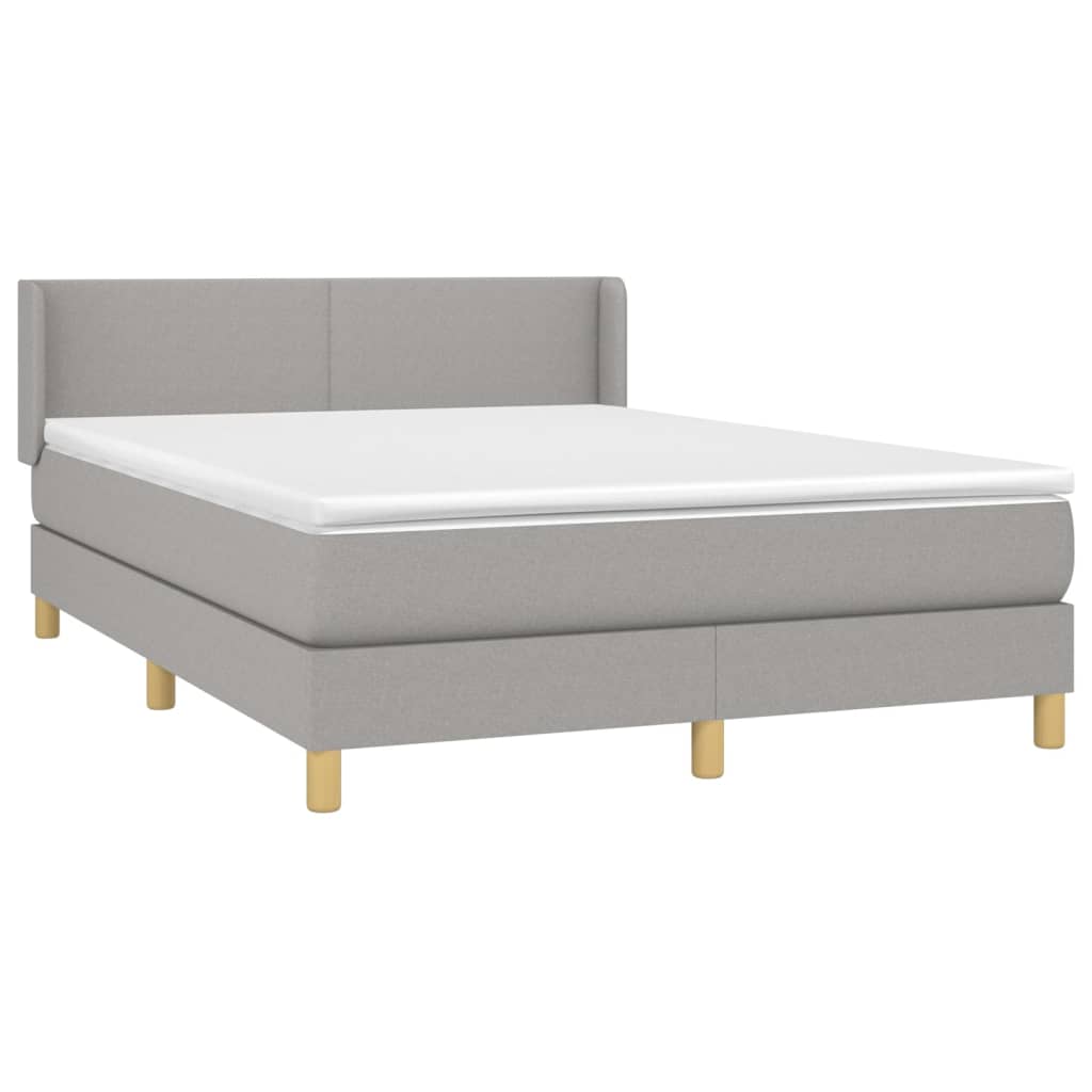 Sommier à lattes de lit avec matelas Gris clair 140x190cm Tissu - XIOS