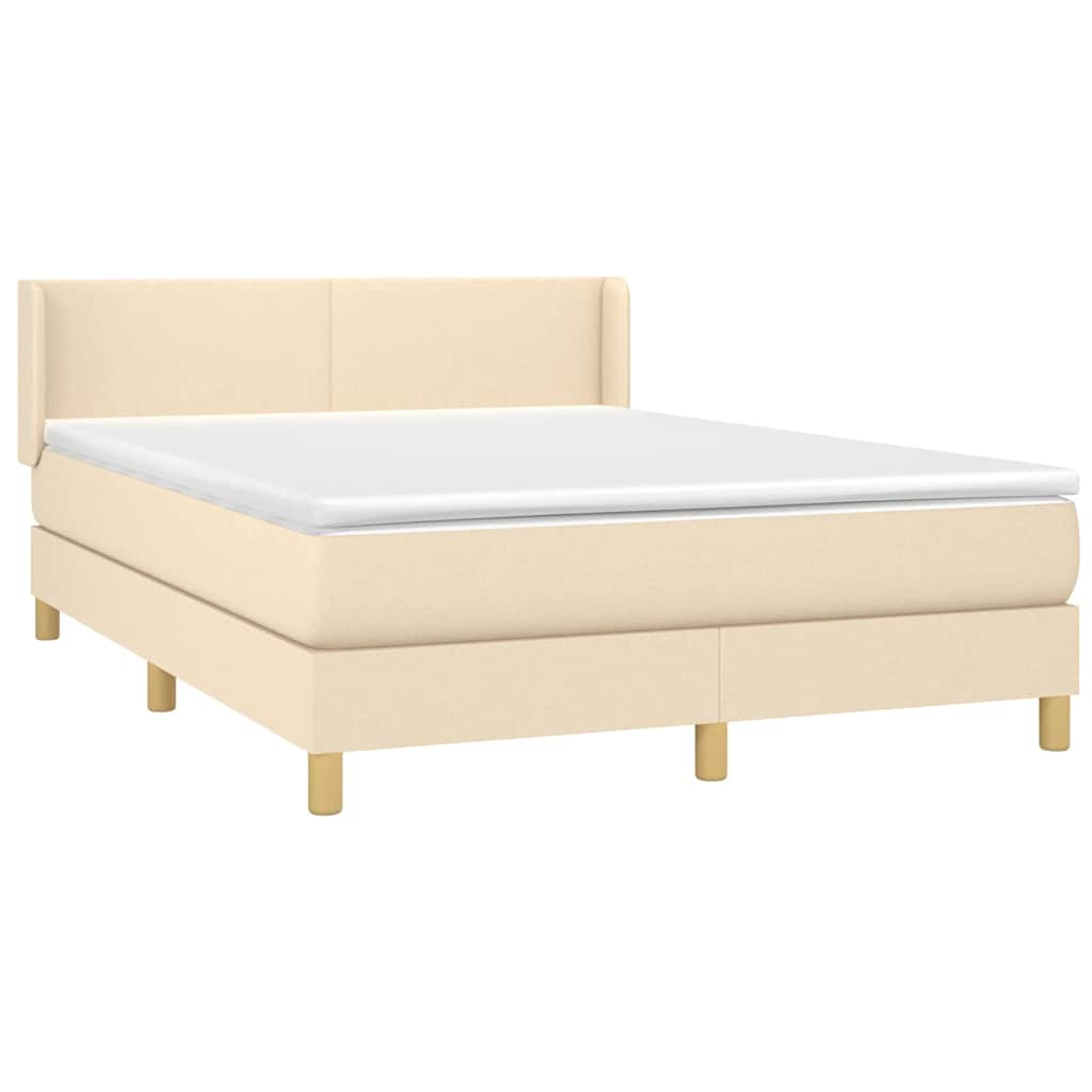 Sommier à lattes de lit avec matelas Crème 140x200 cm Tissu