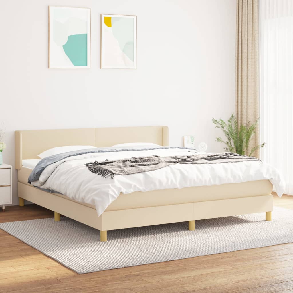 Sommier à lattes de lit avec matelas Crème 160x200 cm Tissu - XIOS