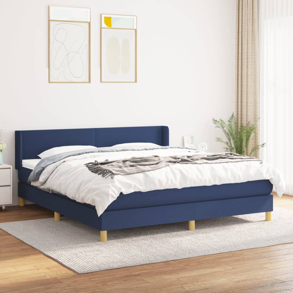 Sommier à lattes de lit avec matelas Bleu 160x200 cm Tissu - XIOS