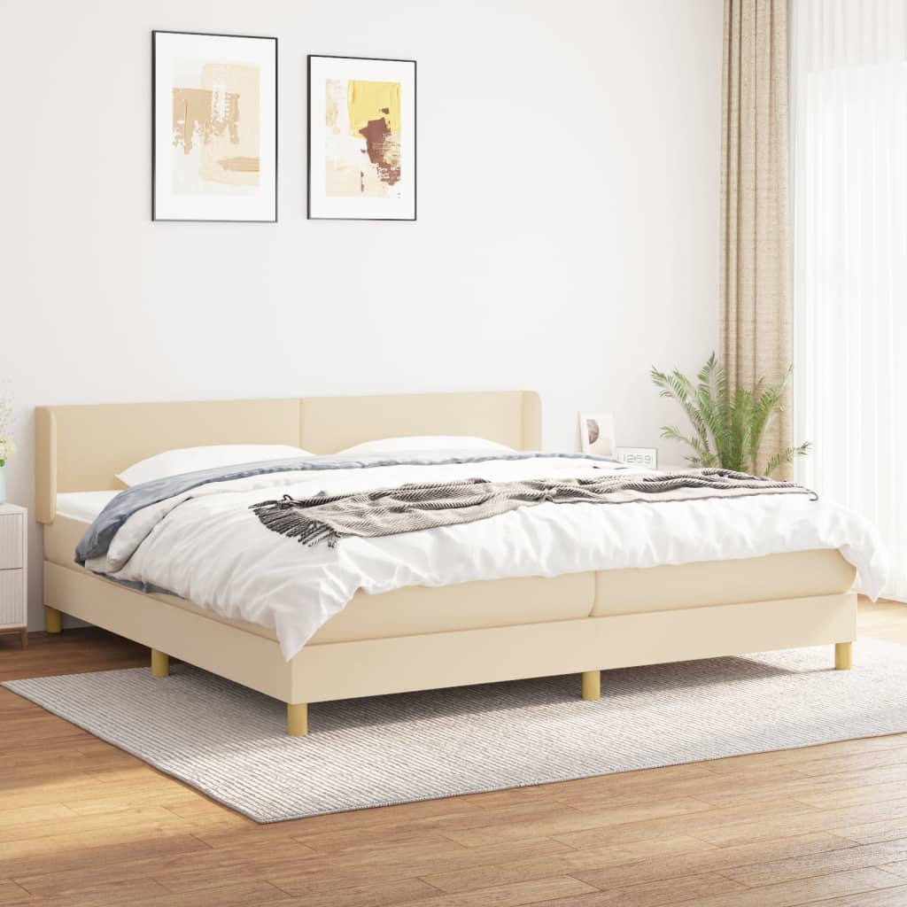 Sommier à lattes de lit avec matelas Crème 200x200 cm Tissu - XIOS