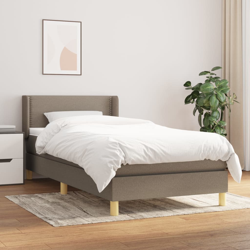 Sommier à lattes de lit avec matelas Taupe 90x190 cm Tissu - XIOS