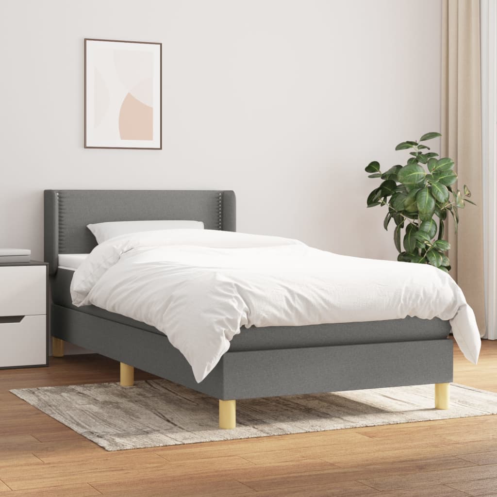 Sommier à lattes de lit avec matelas Gris foncé 90x200 cm Tissu - XIOS