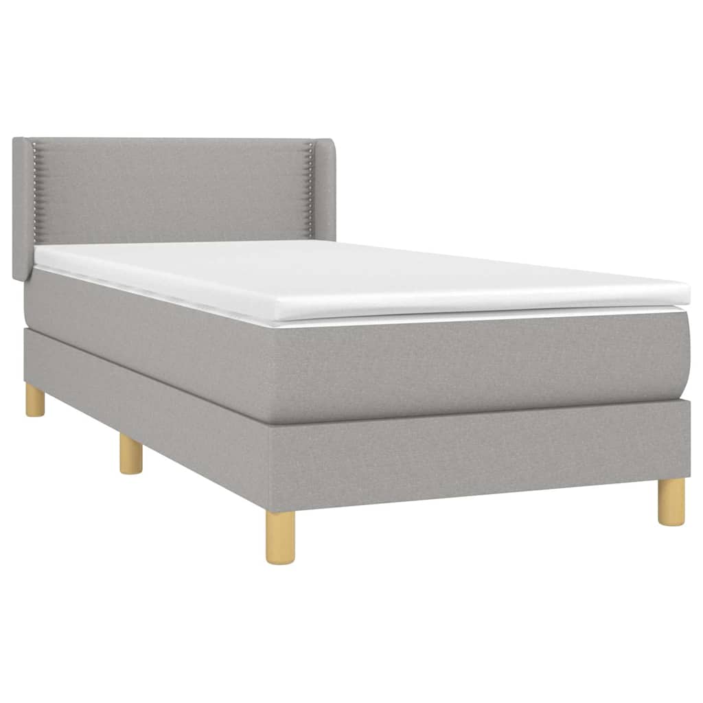 Sommier à lattes de lit avec matelas Gris clair 100x200cm Tissu