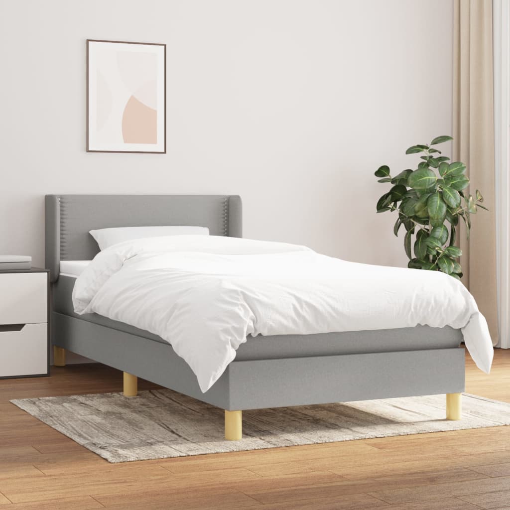 Sommier à lattes de lit avec matelas Gris clair 100x200cm Tissu - XIOS