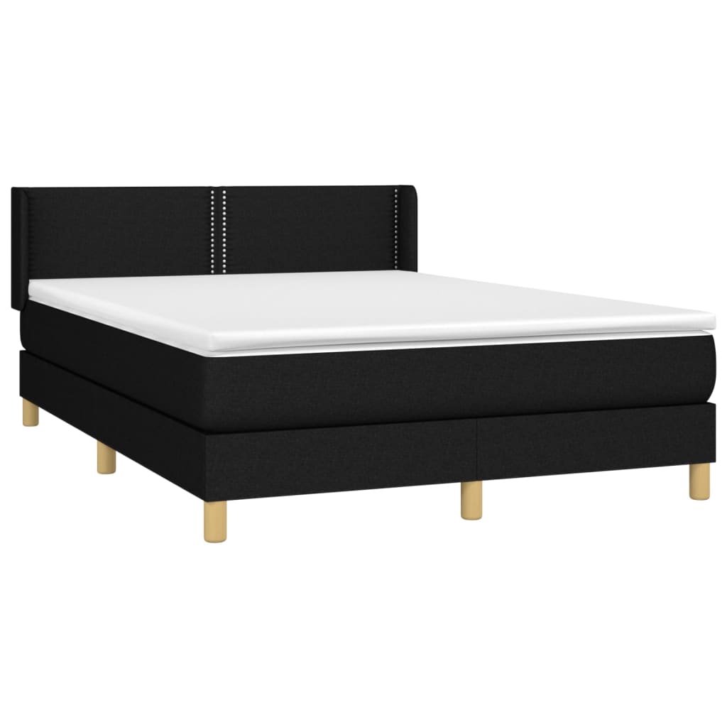 Sommier à lattes de lit avec matelas Noir 140x190 cm Tissu - XIOS