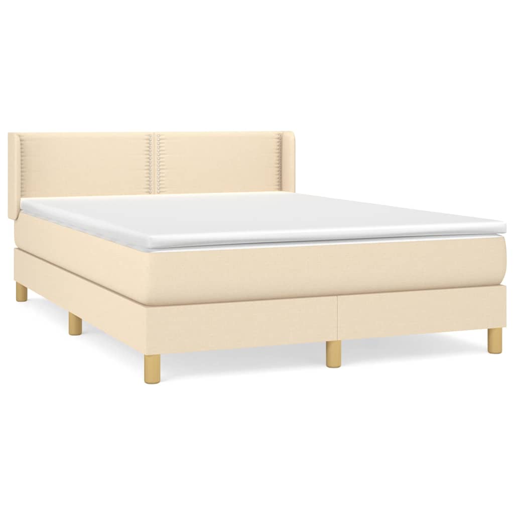 Sommier à lattes de lit avec matelas Crème 140x200 cm Tissu