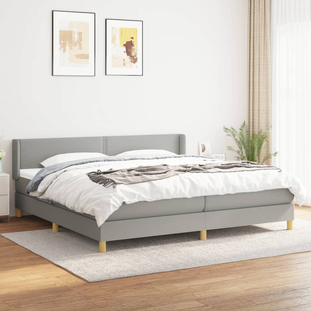 Sommier à lattes de lit avec matelas Gris clair 200x200cm Tissu - XIOS