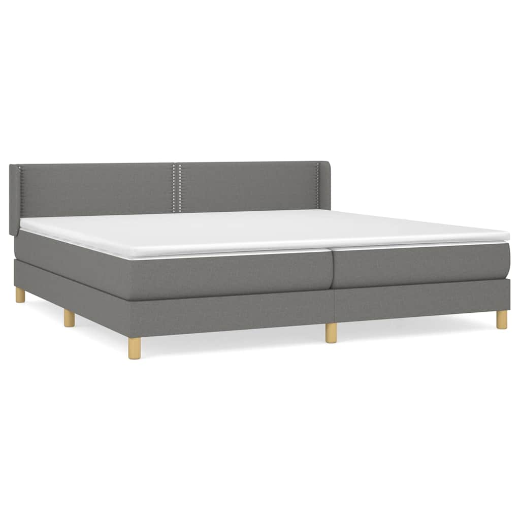 Sommier à lattes de lit avec matelas Gris foncé 200x200cm Tissu