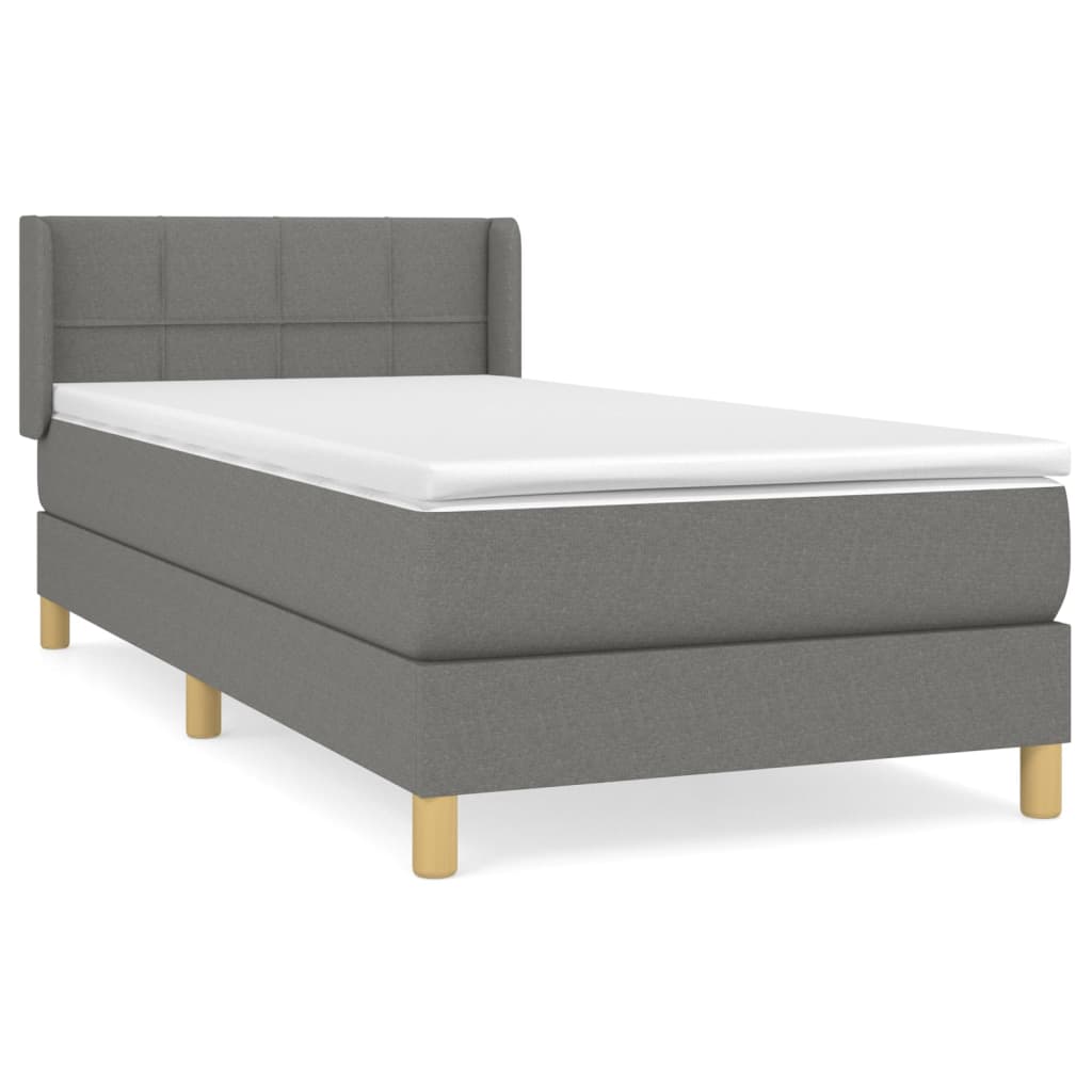 Sommier à lattes de lit et matelas Gris foncé 90x190 cm Tissu - XIOS