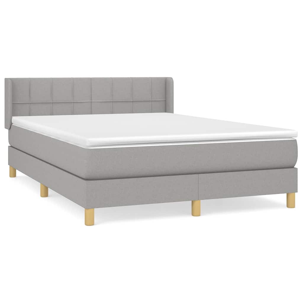 Sommier à lattes de lit avec matelas Gris clair 140x200cm Tissu
