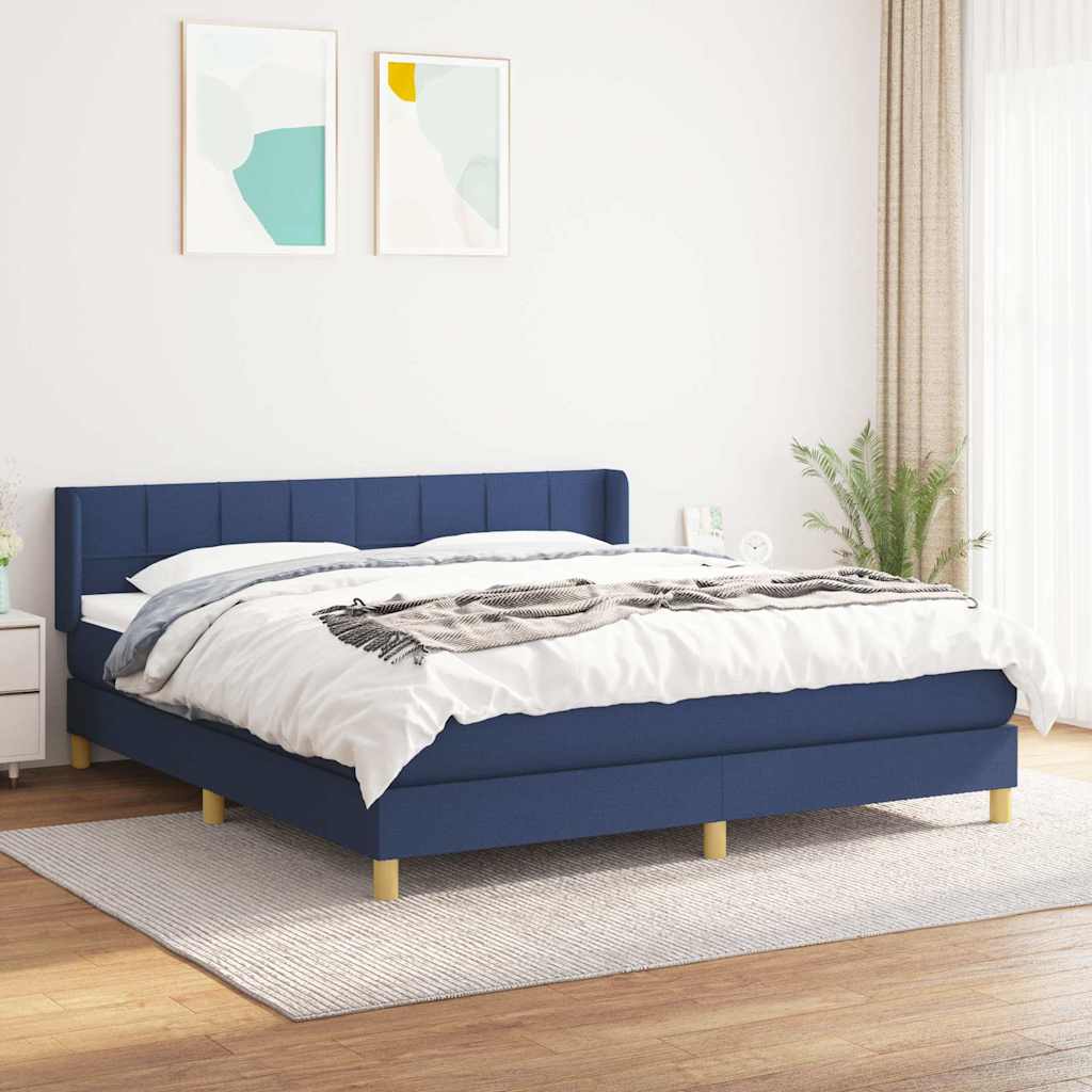 Sommier à lattes de lit avec matelas Bleu 180x200 cm Tissu