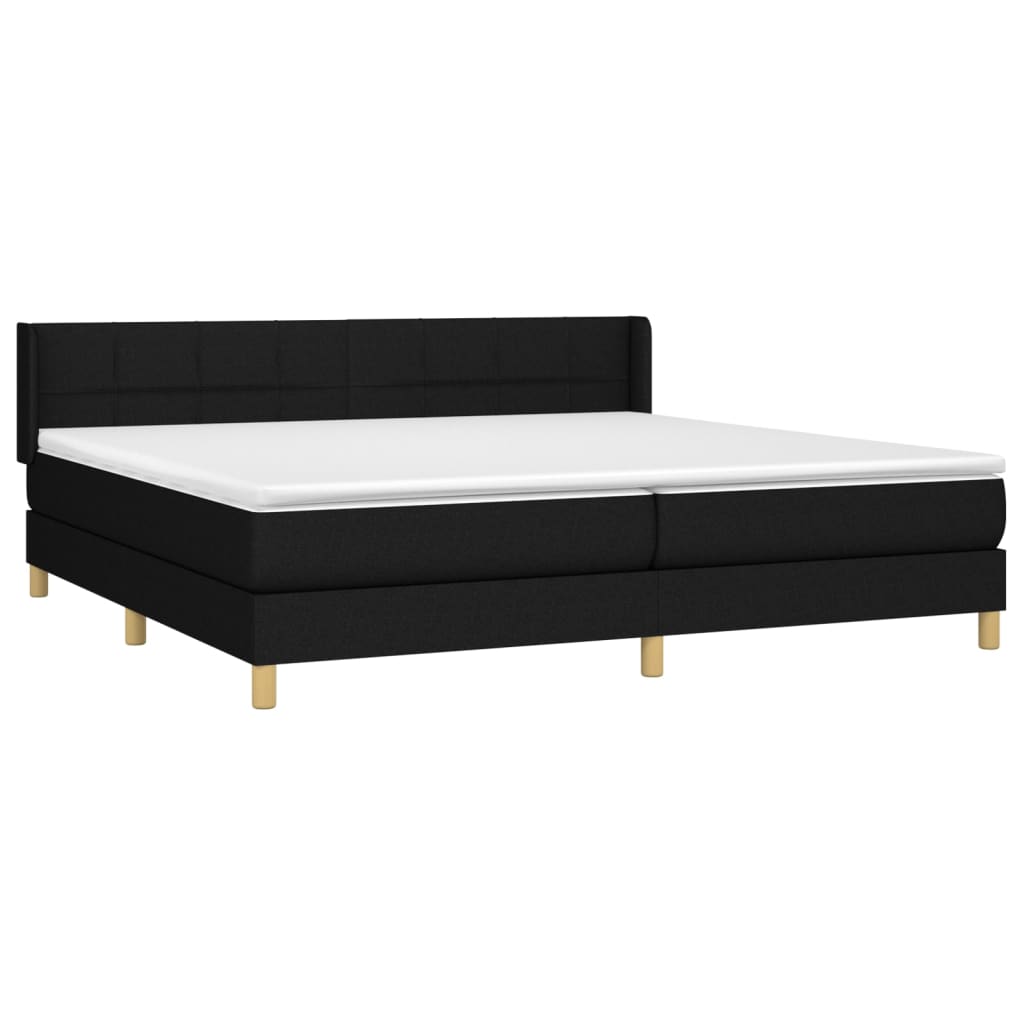 Sommier à lattes de lit avec matelas Noir 200x200 cm Tissu
