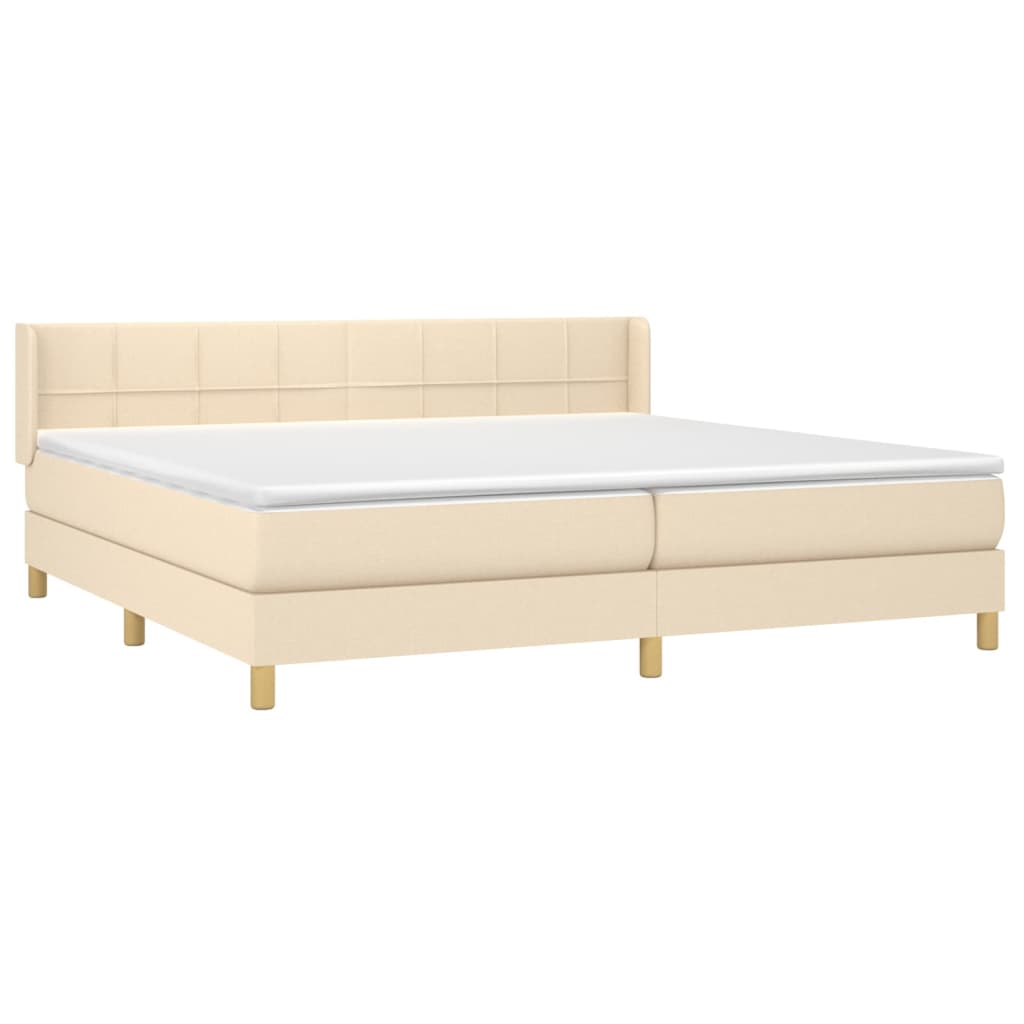 Sommier à lattes de lit avec matelas Crème 200x200 cm Tissu - XIOS