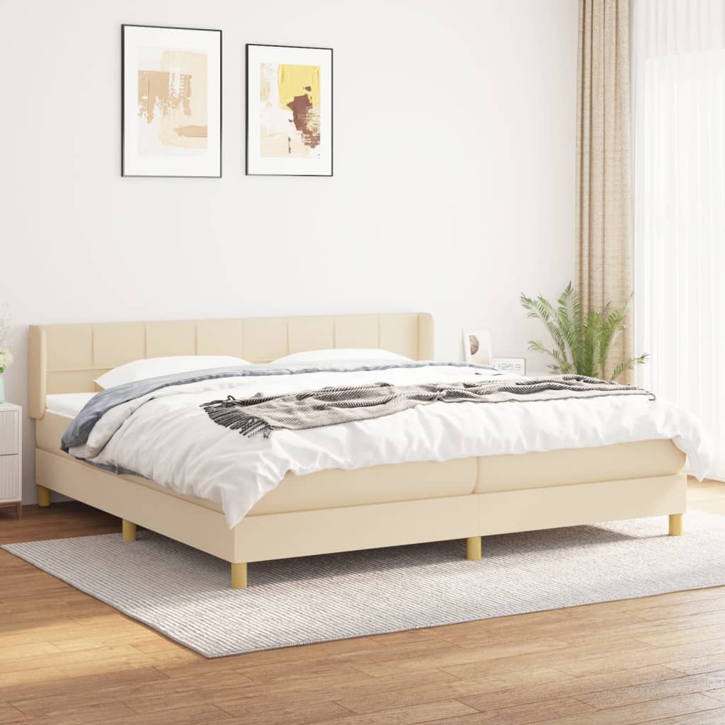 Sommier à lattes de lit avec matelas Crème 200x200 cm Tissu - XIOS