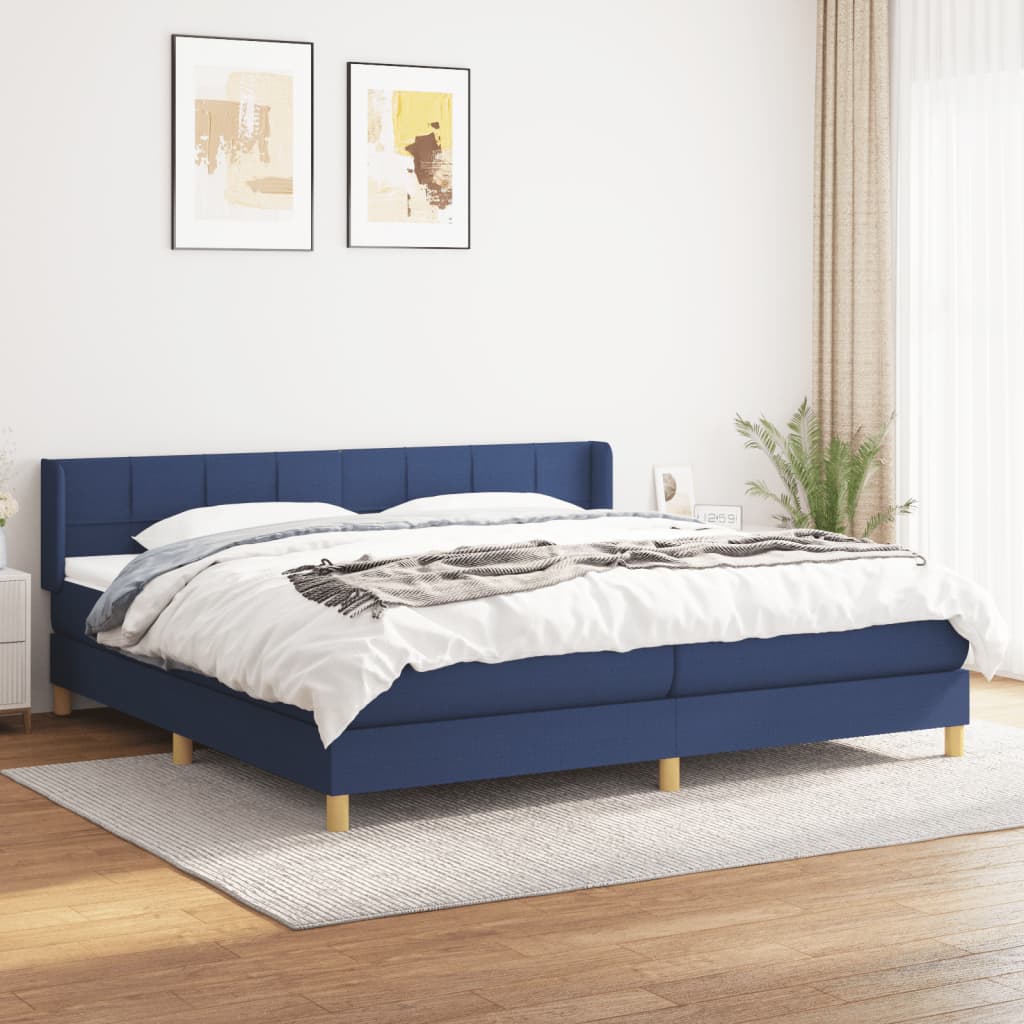 Sommier à lattes de lit avec matelas Bleu 200x200 cm Tissu - XIOS