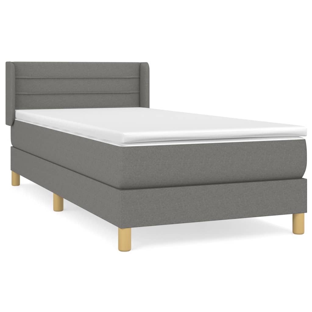 Sommier à lattes de lit avec matelas Gris foncé 90x200 cm Tissu - XIOS