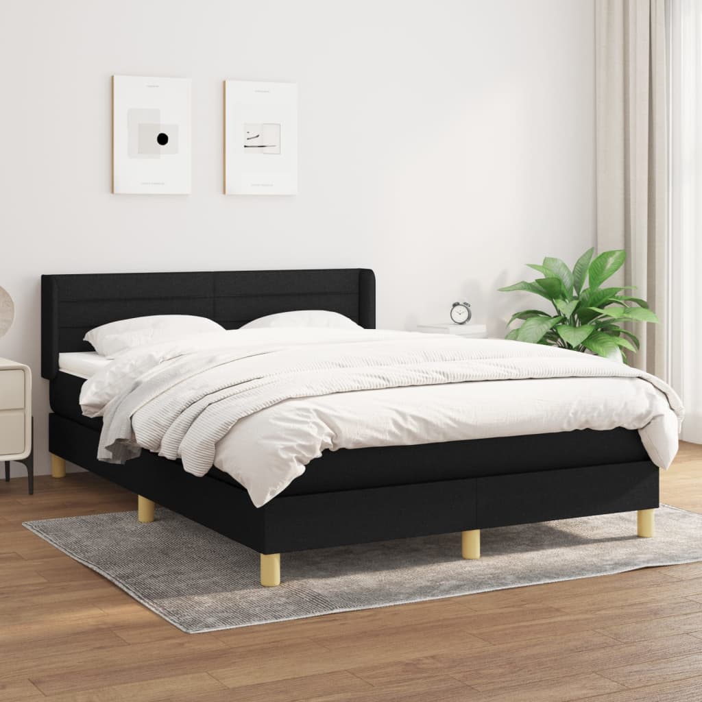 Sommier à lattes de lit avec matelas Noir 140x190 cm Tissu - XIOS