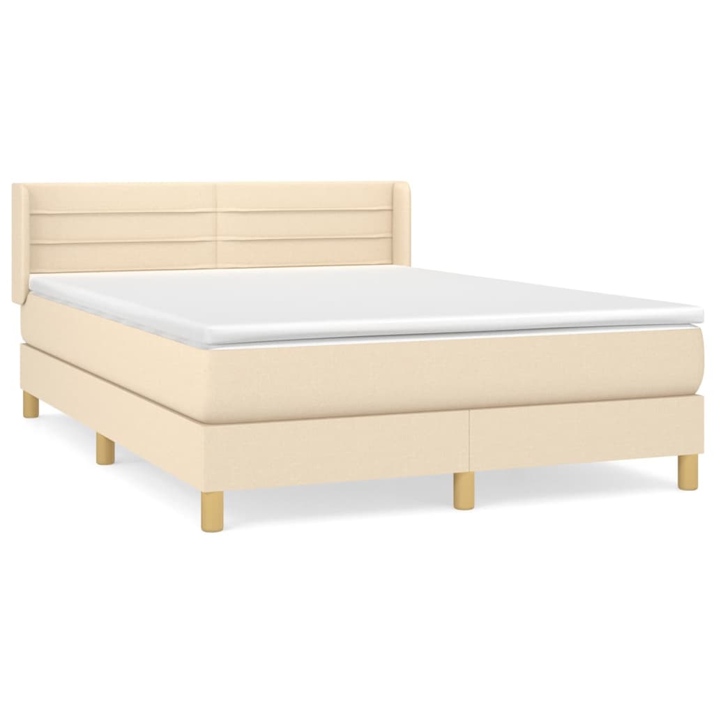 Sommier à lattes de lit avec matelas Crème 140x190 cm Tissu - XIOS