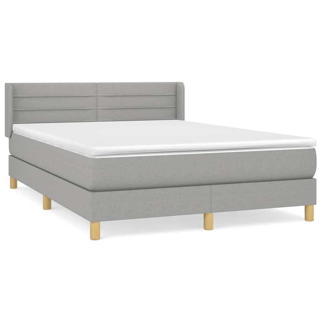 Sommier à lattes de lit avec matelas Gris clair 140x200cm Tissu - XIOS