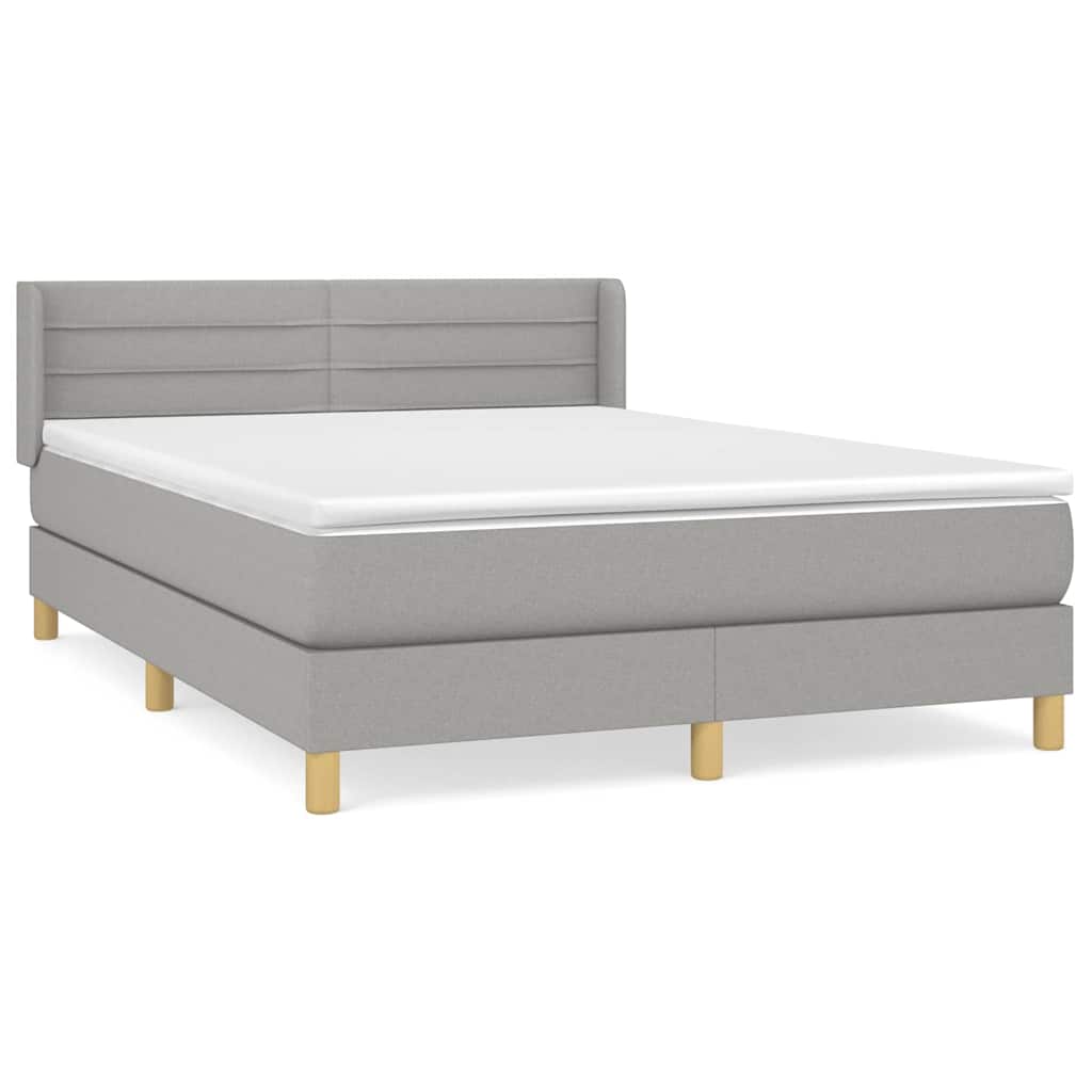 Sommier à lattes de lit avec matelas Gris clair 140x200cm Tissu
