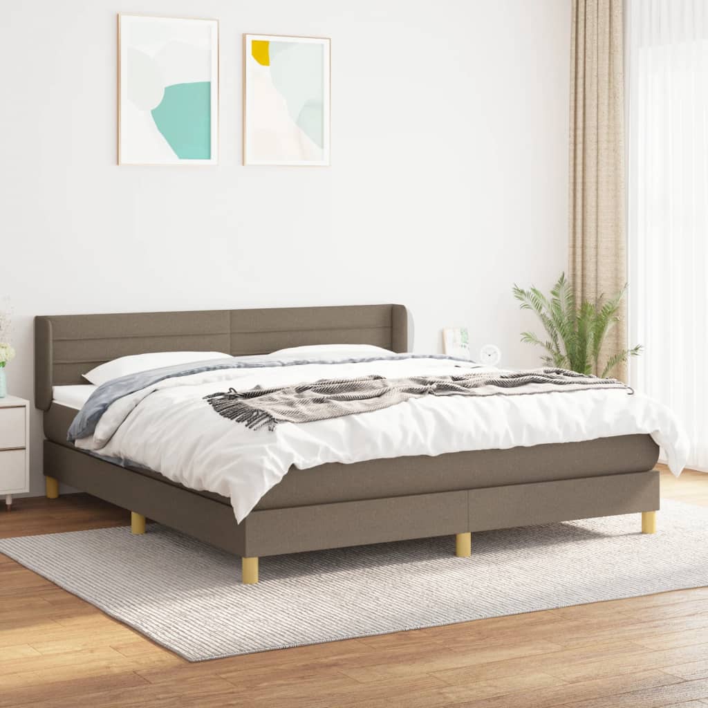 Sommier à lattes de lit avec matelas Taupe 160x200 cm Tissu - XIOS