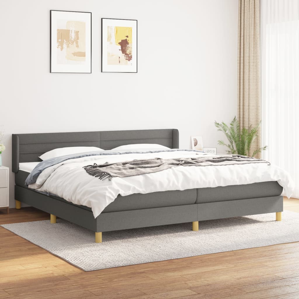 Sommier à lattes de lit avec matelas Gris foncé 200x200cm Tissu - XIOS