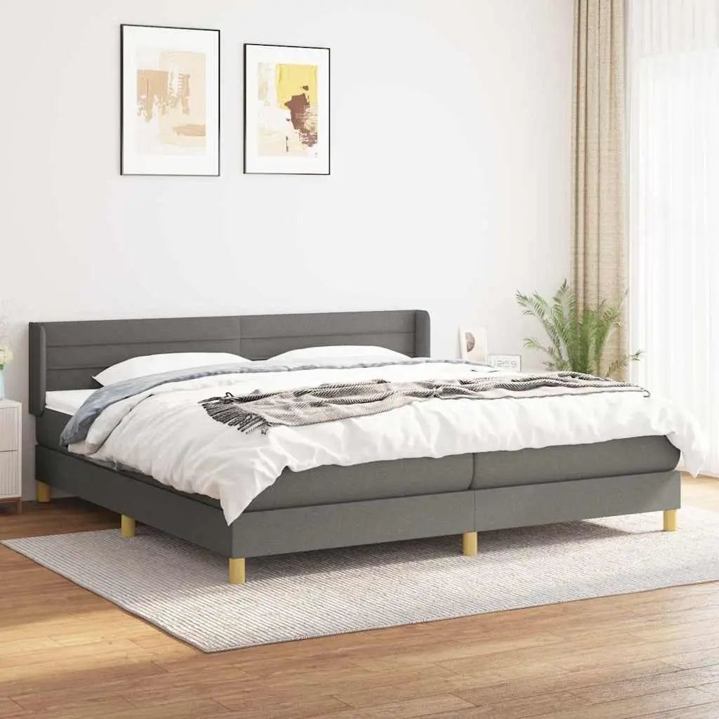 Sommier à lattes de lit avec matelas Gris foncé 200x200cm Tissu - XIOS