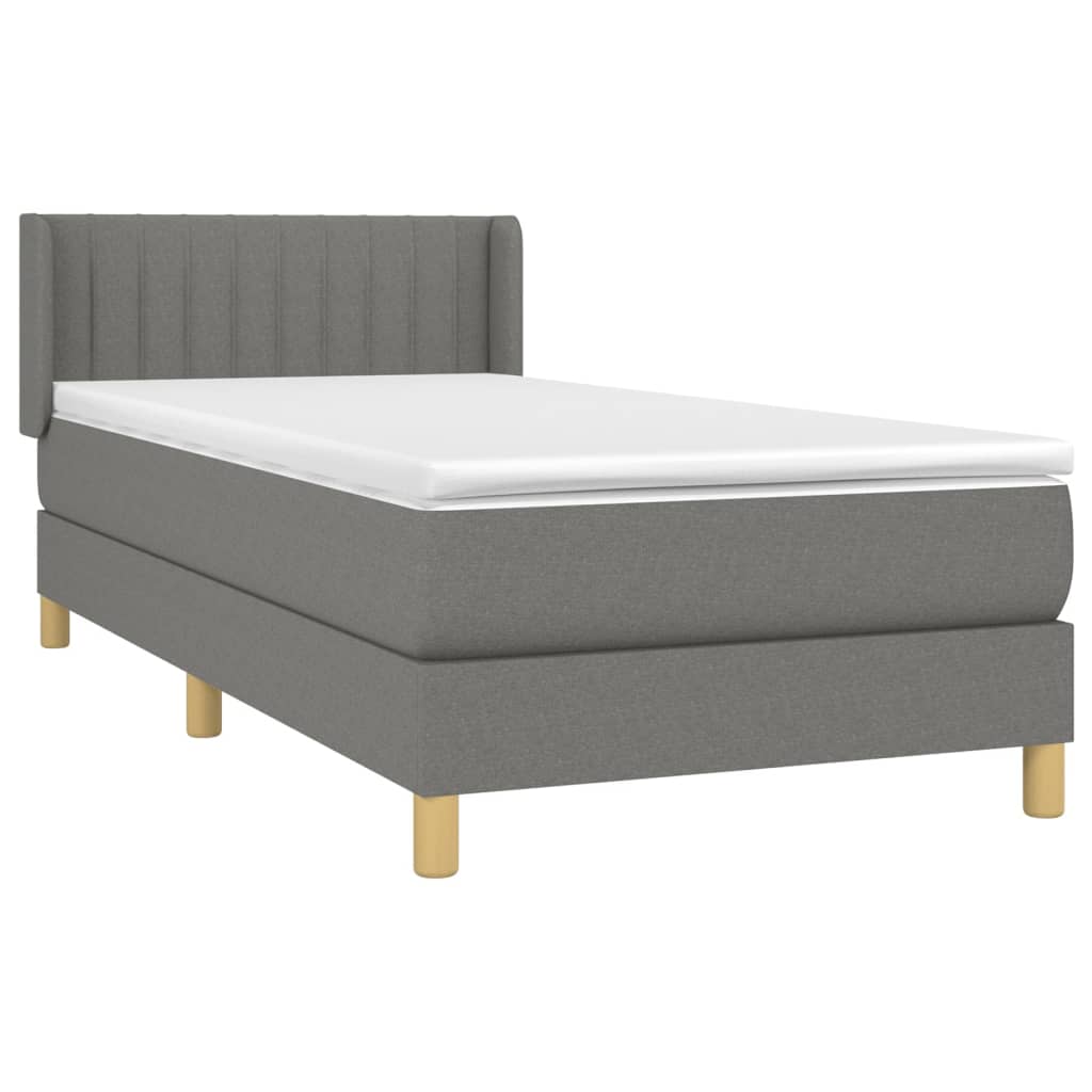 Sommier à lattes de lit avec matelas Gris foncé 90x200 cm Tissu - XIOS