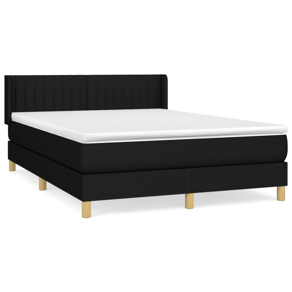 Sommier à lattes de lit avec matelas Noir 140x190 cm Tissu - XIOS