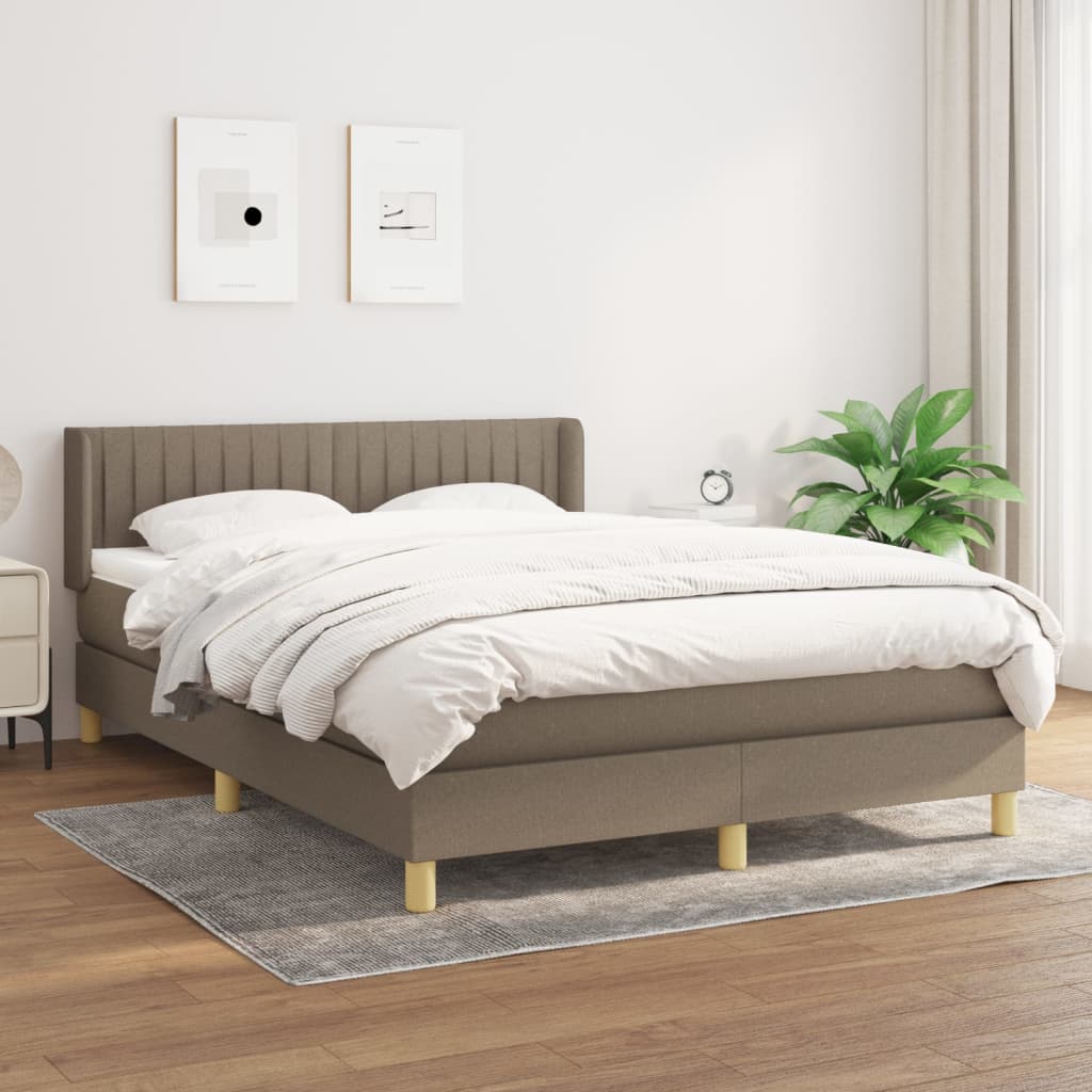 Sommier à lattes de lit avec matelas Taupe 140x190 cm Tissu - XIOS