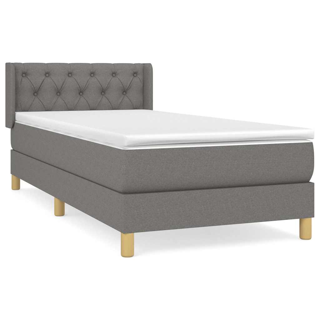 Sommier à lattes de lit avec matelas Gris foncé 80x200 cm Tissu