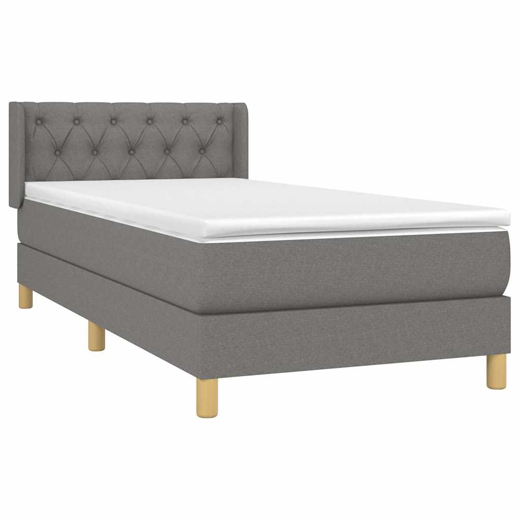 Sommier à lattes de lit avec matelas Gris foncé 80x200 cm Tissu