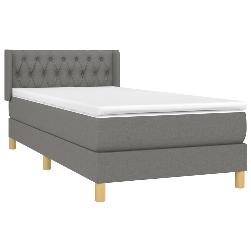 Sommier à lattes de lit et matelas Gris foncé 90x190 cm Tissu - XIOS