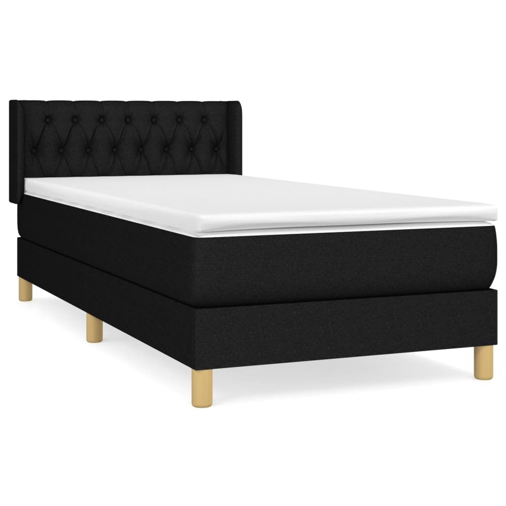 Sommier à lattes de lit avec matelas Noir 90x190 cm Tissu - XIOS