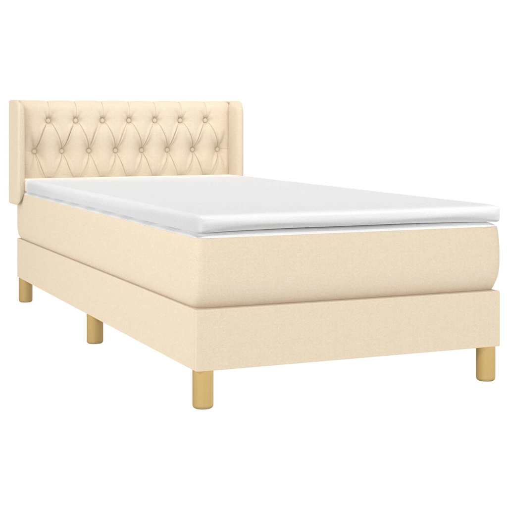 Sommier à lattes de lit et matelas Crème 90x190 cm Tissu