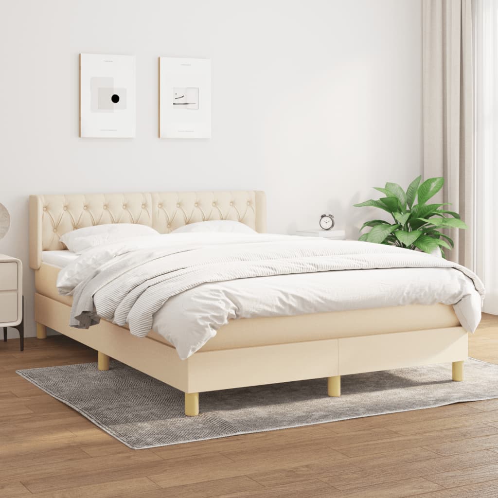 Sommier à lattes de lit avec matelas Crème 140x200 cm Tissu - XIOS