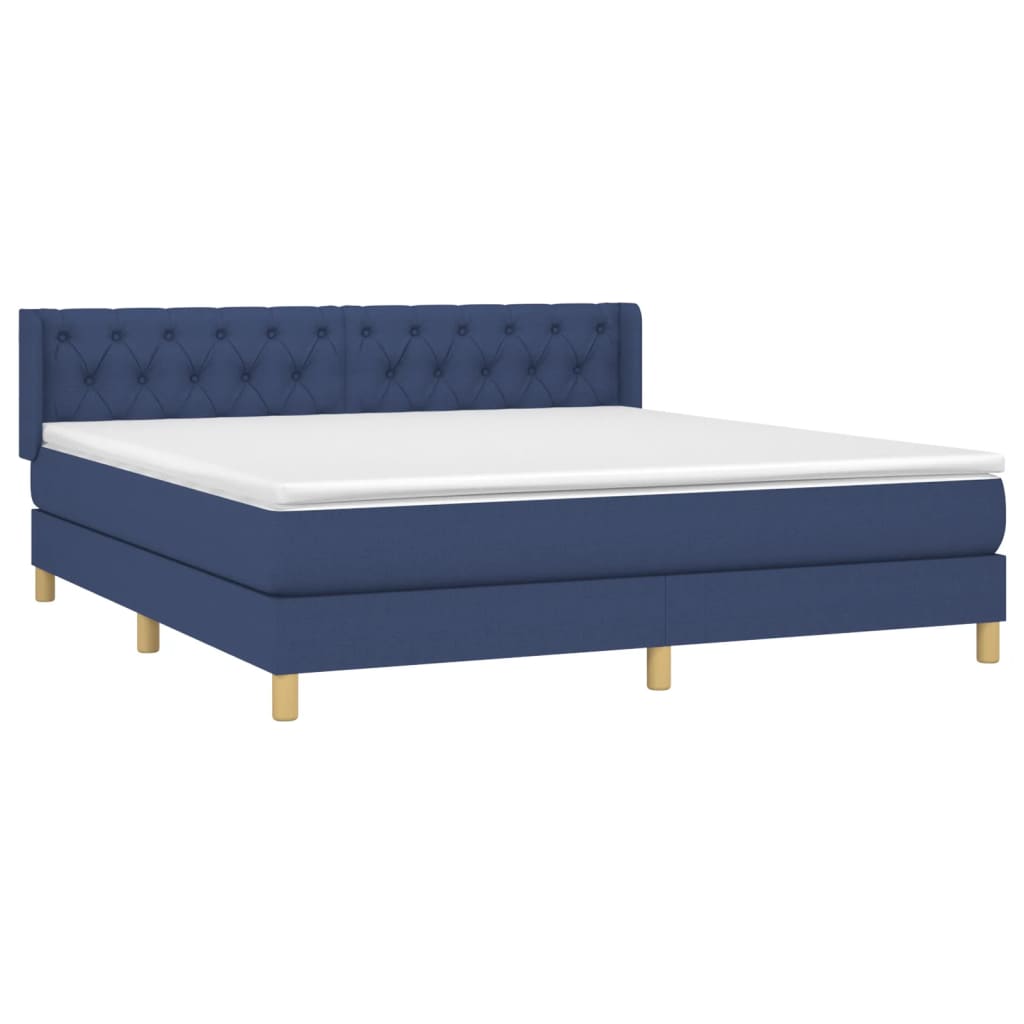 Sommier à lattes de lit avec matelas Bleu 160x200 cm Tissu - XIOS