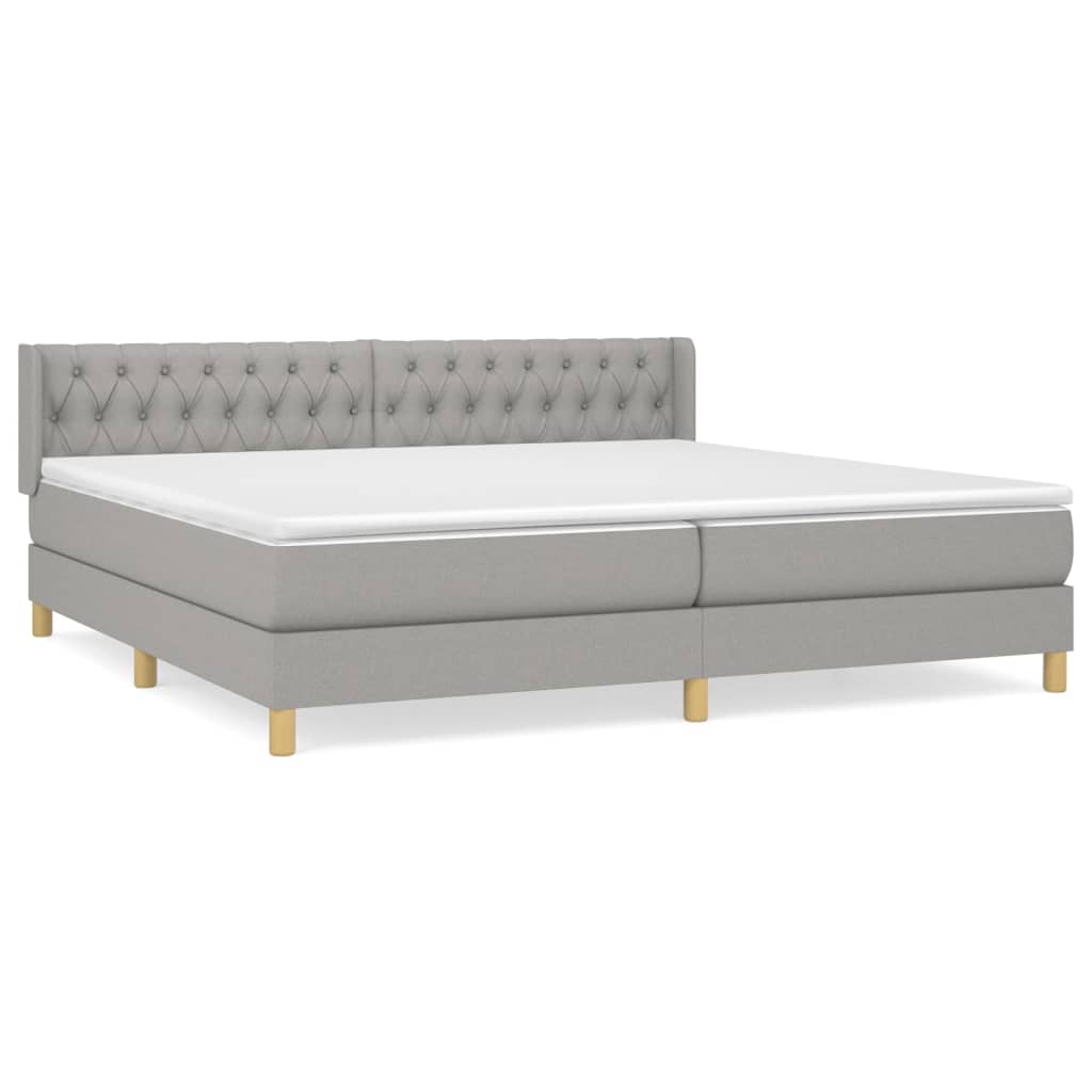 Sommier à lattes de lit avec matelas Gris clair 200x200cm Tissu - XIOS