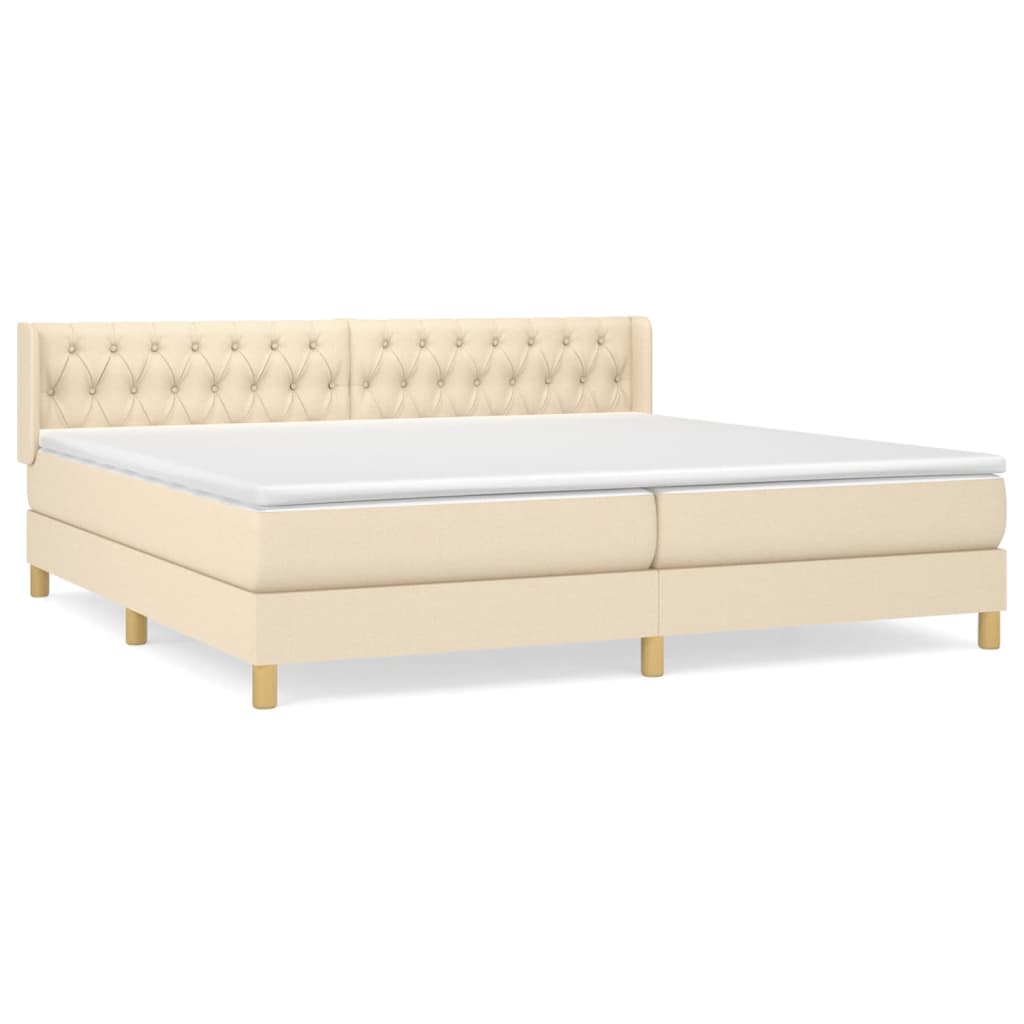 Sommier à lattes de lit avec matelas Crème 200x200 cm Tissu - XIOS