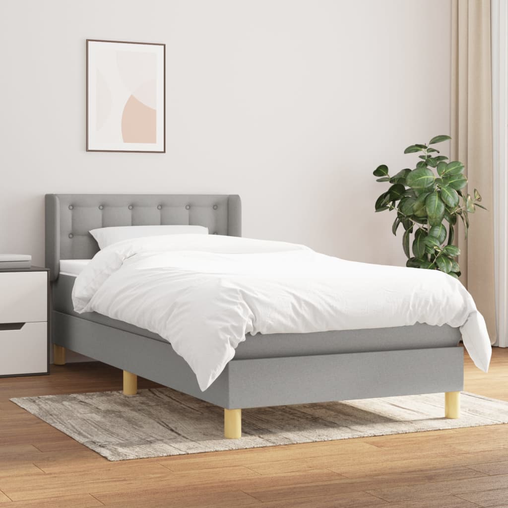 Sommier à lattes de lit avec matelas Gris clair 90x200 cm Tissu - XIOS
