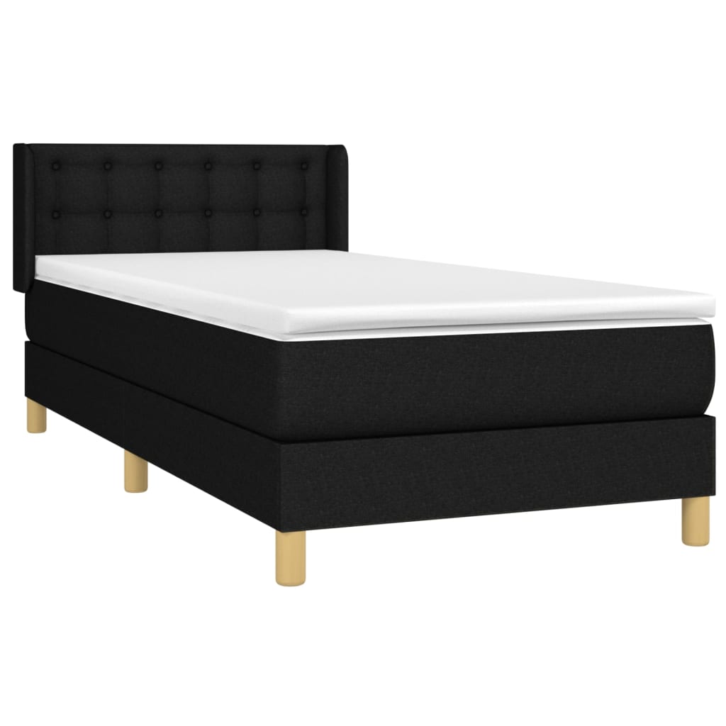 Sommier à lattes de lit avec matelas Noir 100x200 cm Tissu - XIOS